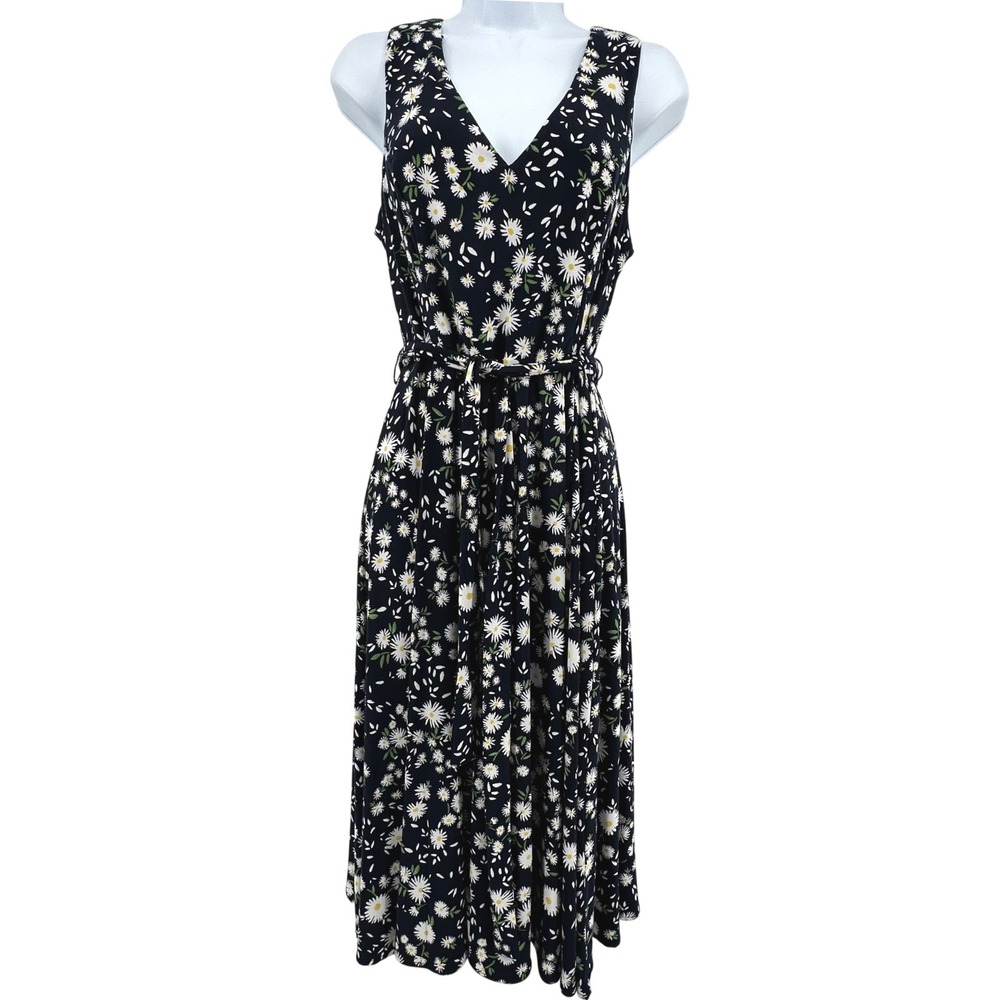 Tommy Hilfiger Daisy Lace Floral Sleeveless V-Neck Belted Dress 8 Cottagecore